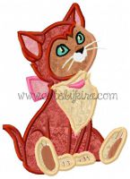Curious Cat Applique Embroidery Design