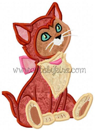 Curious Cat Applique Embroidery Design