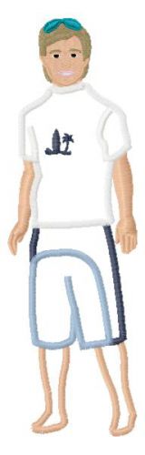 Surfer Doll Applique Embroidery Design