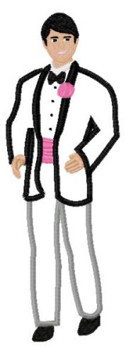 Tuxedo Doll Applique Embroidery Design