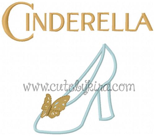 Cinderella Shoe Applique Embroidery Design