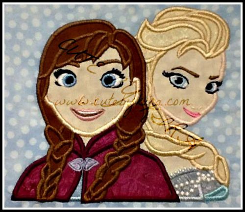 Cold Girl Duo Applique Embroidery Design
