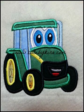 Friendly Tractor Applique Embroidery Design