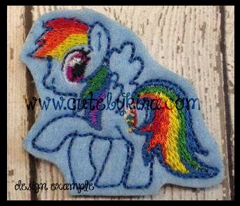 Rainbow Pony Feltie Embroidery Design
