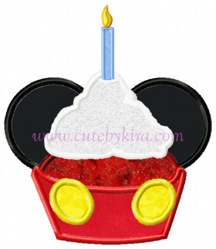 Mr. Mouse Cupcake Applique Embroidery Design
