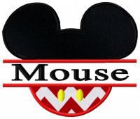 Mouse Head Split Applique Embroidery Design