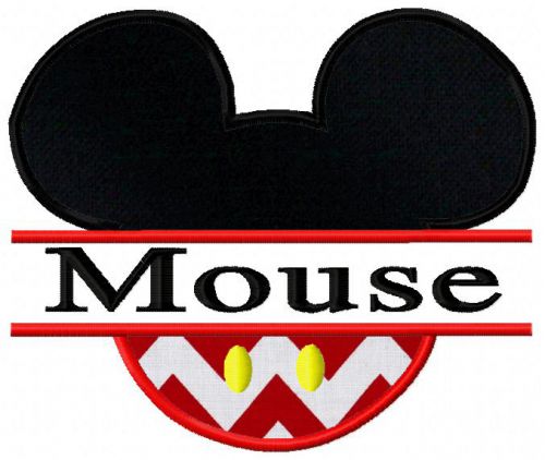 Mouse Head Split Applique Embroidery Design