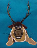Cold Reindeer Applique Embroidery Design