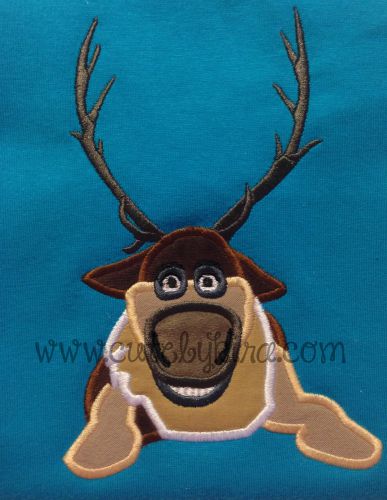 Cold Reindeer Applique Embroidery Design