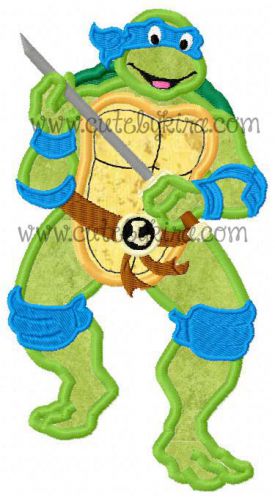 Turtle Teen Blue Guy Applique Embroidery Design