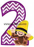 Monkey with Hat 2 Applique Embroidery Design