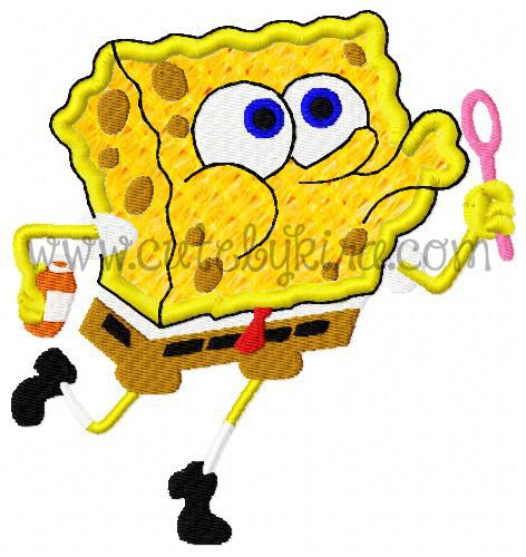 Sponge Guy Square Applique Embroidery Design